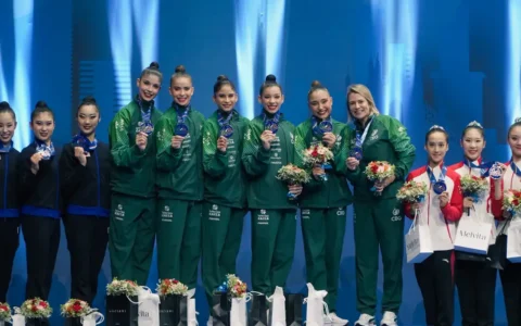 Imagem do artigo Ginástica rítmica: Brasil leva ouro inédito na Copa do Mundo, em Milão