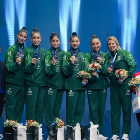 Imagem do artigo Ginástica rítmica: Brasil leva ouro inédito na Copa do Mundo, em Milão