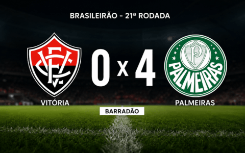 Imagem do artigo Com direito a polêmica, Vitória tem dois expulsos e é goleado pelo Palmeiras no Barradão